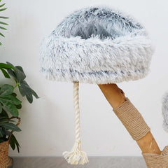 Fudajo Designer Kratzbaum in Zweigdesign 130 cm hoch, Katzenkratzbaum mit Plüsch und Sisal, Kletterbaum für Katzen, Katzenbaum mit Hängeliege