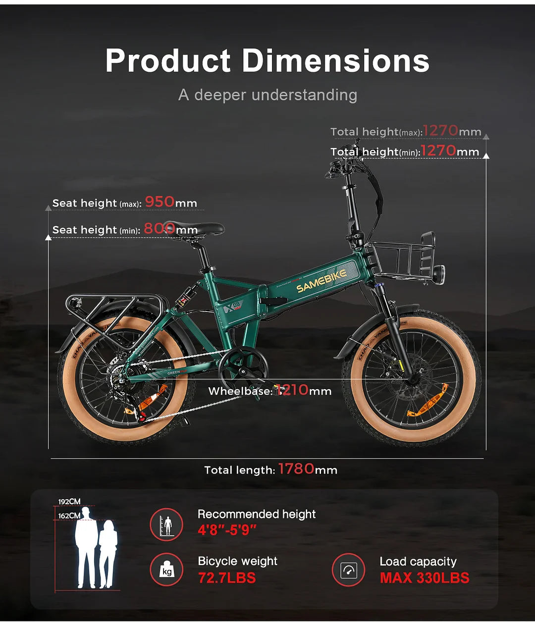 SAMEBIKE XWLX09-II 1000W Motor, 48V 15Ah, 50 km/h, Mountain Ebike
