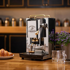 Faber PRO Total Deluxe Kaffeemaschine aus Messing, 44 mm Ese Papier, 1.3 liters, (Weiß)