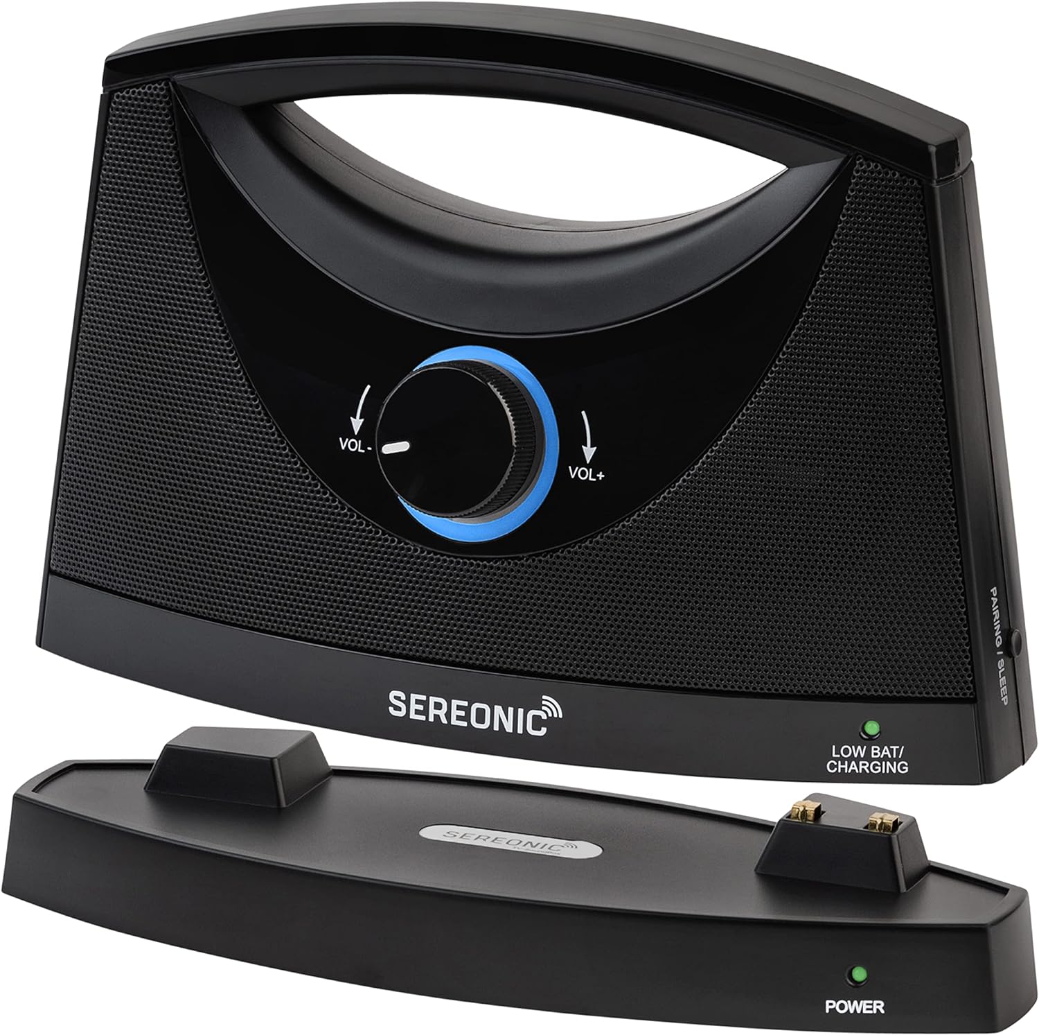 SEREONIC Tragbare Kabellose TV Lautsprecher für Smart TV – Idealer Lautsprecher für Fernseher ohne Dröhnenden Klang – Kabelloser TV Lautsprecher für Hörbeeinträchtigte und Senioren – Reichweite 30 m