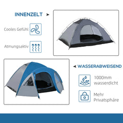 Outsunny Campingzelt 4 Personen 4-Jahreszeiten mit Vorraum Outdoor
