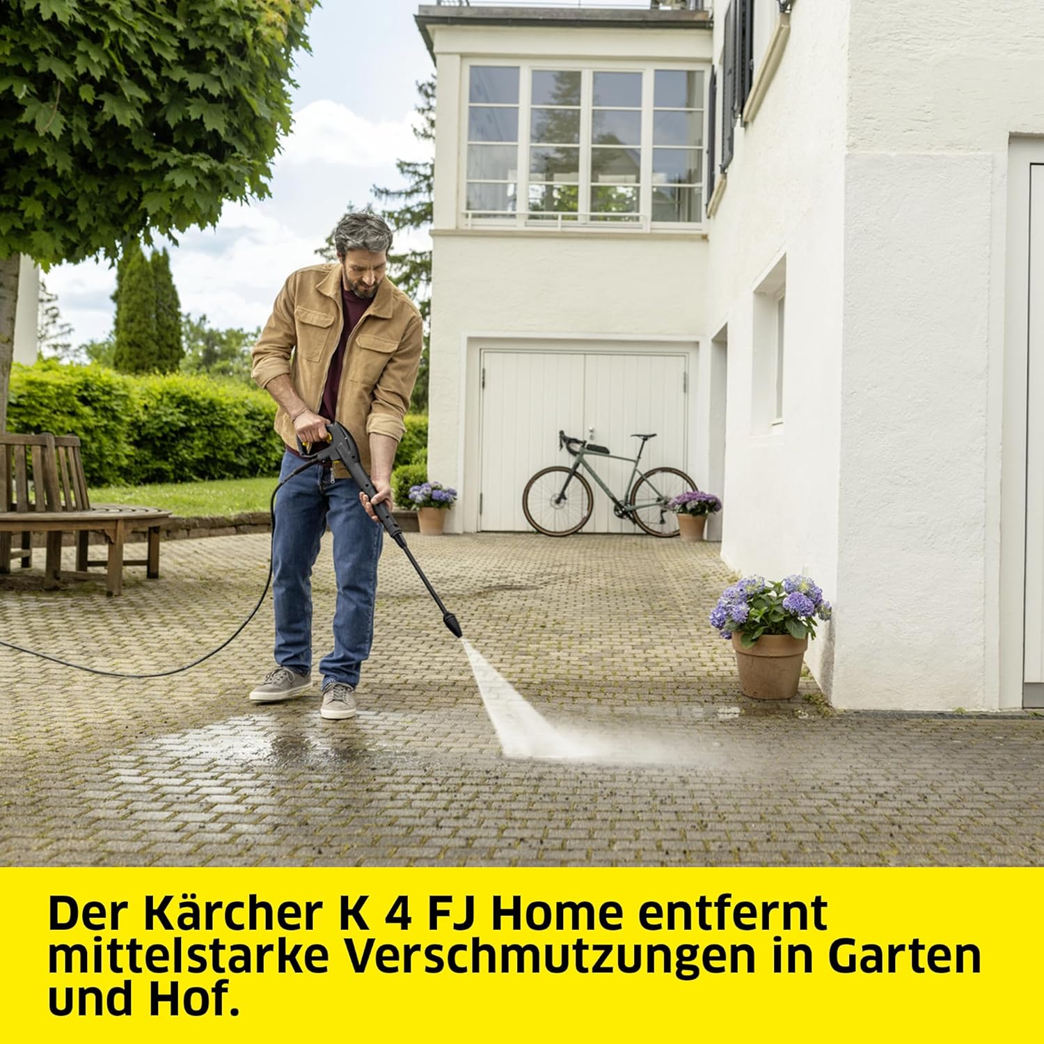 Kärcher Hochdruckreiniger K 4 Power Control Flex Home, Druck: max. 130 bar, Fördermenge: 420 l/h, Fläche: 30 m²/h, Wasserfilter, Gewicht: 11,5 kg, Hochdruckpistole, Dreckfräser, Strahlrohr, Home Kit