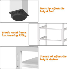 MSFE Regal über Waschmaschine,Höhenverstellbarer Wäschetrocknerständer,Lagerregal über der Waschmaschine, Tragfähigkeit 350 kg,für Waschmaschine und Trockner,73 * 64 * 110cm,Patentiertes Produkt