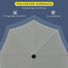 Outsunny Halbrundschirm Sonnenschirm mit Handkurbel Belüftung