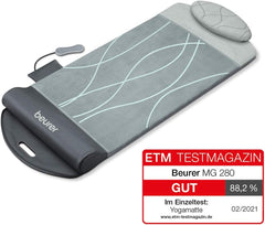 Beurer MG 280 Yoga- und Stretchmatte, zur Dehnung der Muskulatur und Entspannung, Massagematte für Nacken, Schultern und Rücken, faltbar, 1 Stück (1er Pack), Grau