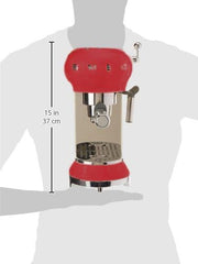 Smeg, ECF01WHEU Manual Espresso -Maschine, Cappuccino -System, Thermoblock, große Tassengehäuse und Doppelkaffeefunktion, 1 l Wassertank, kompakte Abmessungen, 1350W, Weiß