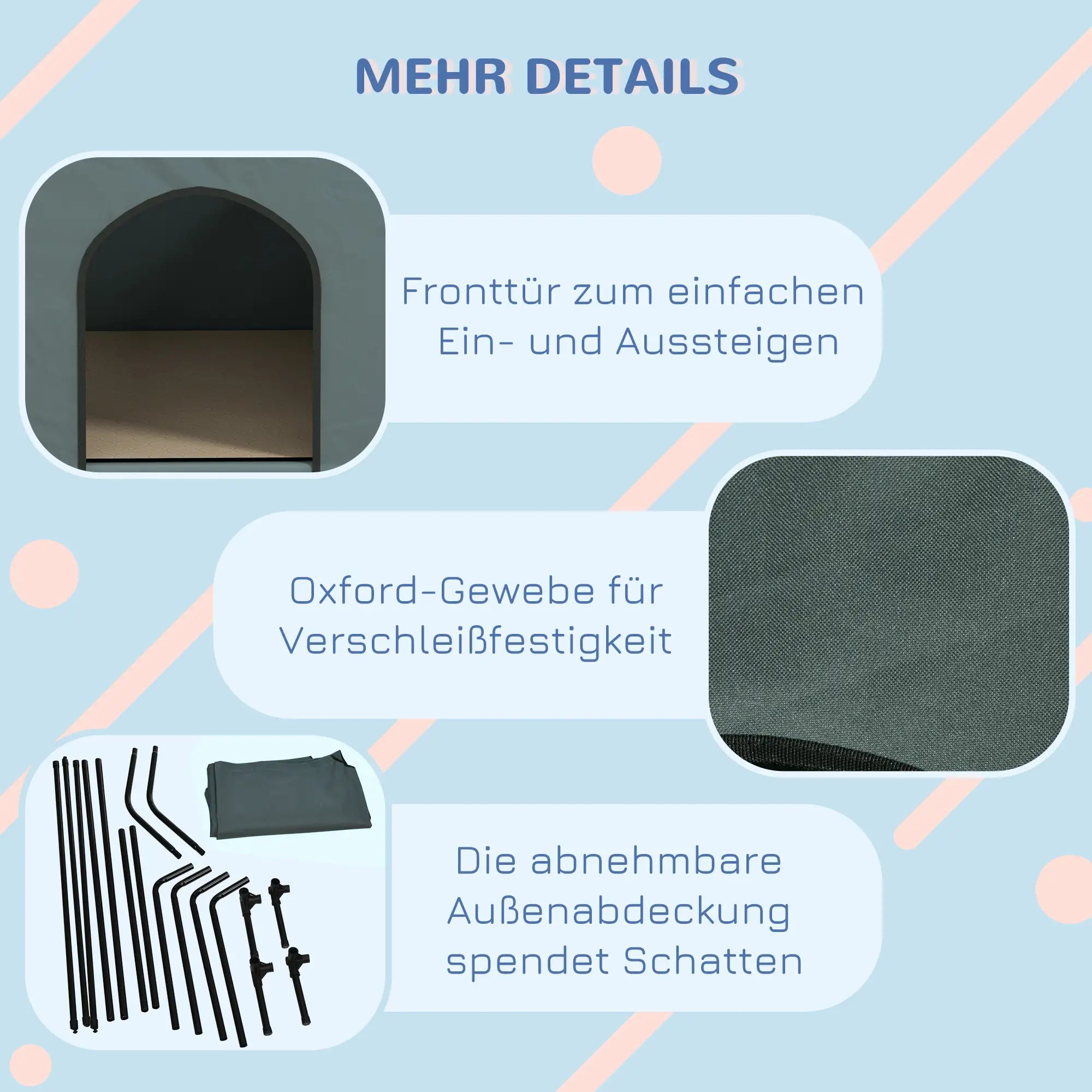 PawHut Hundehütte 81x54x78 cm mit Mesh-Fenster & Tragetasche