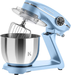 KLAMER Küchenmaschine 1800W, Knetmaschine Brotteig mit Edelstahl-Rührschüssel 6 L, 10 Stufen mit Timer, Planetenrührwerk, Rührbesen, Knethaken, Schneebesen & Sichtdeckel (schwarz)