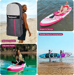 Premium-Stand-Up-Paddle-Board, Yoga-Board mit strapazierfähigem SUP-Zubehör und Tragetasche | Breiter Stand, Surf-Kontrolle, rutschfestes Deck, Leine, Paddel und Pumpe für Jugendliche und Erwachsene