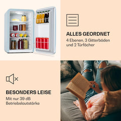 Klarstein Audrey Mini - kleiner Kühlschrank, kompakte Mini-Bar, freistehend, Kompressionskühlung, Fassungsvermögen, Kühlung: 0-10 °C, Mini-Kühlschrank mit 70 Liter Fassungsvermögen, rot