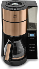Melitta AromaFresh - Filterkaffeemaschine - mit Glaskanne - integriertes Mahlwerk - Timer Funktion - 10 Tassen - Pure Black