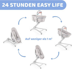 Chicco Baby Hug 4 in 1 Stubenwagen ab 0 Monate, Erhöhte Babyliege, Babybett, Hochstuhl mit Spielbogen, bis 15 kg, Verstellbare Rückenlehne, Verstellbare Höhe und 4 Räder