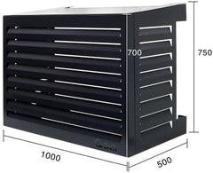 Qventi Abdeckung für Klimaanlage - Anthrazit/Grau - Aluminium - Schutzgitter - Verkleidung - Einfache Montage - Größe S - Außenmaße (LxBxH): 100 x 50 x 75 cm