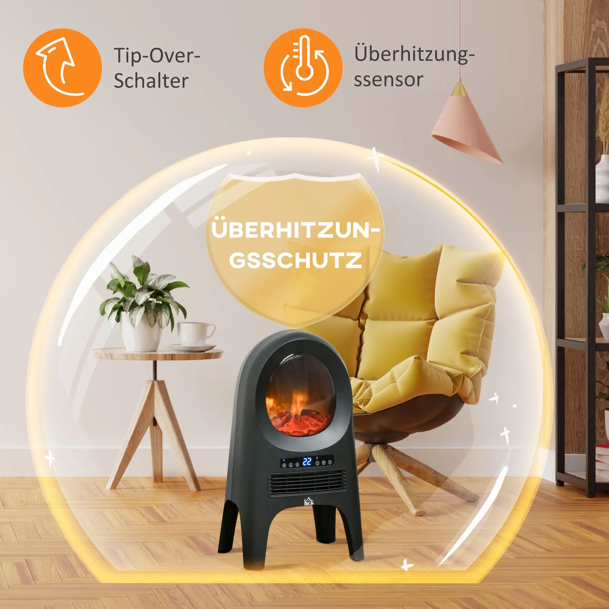 HOMCOM Elektroheizung Heizlüfter LED-Flammeneffekt Fernbedienung
