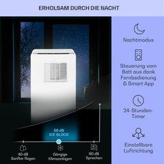 Klarstein Mobile Klimaanlage mit Abluftschlauch, 3-in-1 Klimagerät mit Ventilator, Luftentfeuchter & Nachtmodus, Kleine & Portable Klimaanlage für Wohnung & Büro, 12000 BTU Niedrig Verbrauch