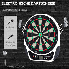 HOMCOM Elektronische Dartscheibe 18 Spiele 8 Spieler LCD Display