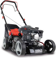 Scheppach Benzin Rasenmäher MS150-42 - 3,5PS | Schnittbreite 42cm | Radantrieb | Stahlgehäuse | Reinigungsfunktion | Mulchfunktion | 45 Liter Fangkorb | Höhenverstellung in 7 Stufen (25-75mm)