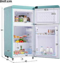 Merax Kühlschrank mit Gefrierfach, Kühl-Gefrierkombination, klein Kühlschrank mit 51L und Gefrierschrank 21L, Leise, LED, Glasablagen, Gemüsefach, Türablagen, für Küche, Wohnzimmer, Büro, Schwarz