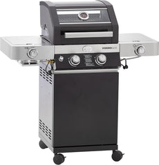 RÖSLE Elektrogrill BBQ-Portable Videro E2-P, tragbarer Tischgrill mit 2 Brennern, Warmhalterost und Deckel mit Glaseinsatz, pulverbeschichteter Stahl, schwarz/silbern
