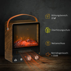 HOMCOM Elektrokamin realistische LED-Flammen Temperaturkontrolle