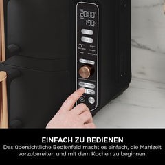 Ninja Heißluftfritteuse MAX PRO, 6,2 L, ölfrei, große Schublade, Rösten, Backen, Air Fry, Antihaftbeschichtet, Spülmaschinenfester Korb & Crisper Gittereinsatz, Silikonzange, Schwarz/Kupfer, AF180EUCP