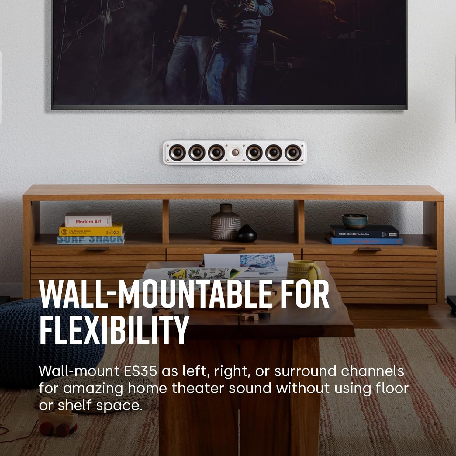 Polk Audio SIGS35CELWT Signature Elite ES35 Centerlautsprecher, schlanker, hochauflösender Center Lautsprecher, Hi-Res Zertifiziert, Dolby Atmos und DTS:X kompatibel, Weiß