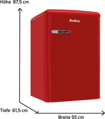 Amica KGC 15632 T Retro Kühl-/Gefrierkombination / Ice Blue (Türkis) / 144cm (H) x 55cm (B) x 62cm (T) / Retro-Design / Kühlschrank mit Gefrierfach