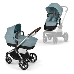 CYBEX Gold Kinderwagen EOS Lux 2-in-1 mit Babyschale Aton B2 i-Size und Babyschalen-Adapter, Reisesystem, Ab Geburt bis 22 kg (ca. 4 Jahre), Moon Black (Schwarz)