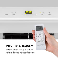 Klarstein Mobile Klimaanlage mit Abluftschlauch, 3-in-1 Klimagerät mit Ventilator, Luftentfeuchter & Nachtmodus, Kleine & Portable Klimaanlage für Wohnung & Büro, 12000 BTU Niedrig Verbrauch