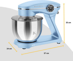 KLAMER Küchenmaschine 1800W, Knetmaschine Brotteig mit Edelstahl-Rührschüssel 6 L, 10 Stufen mit Timer, Planetenrührwerk, Rührbesen, Knethaken, Schneebesen & Sichtdeckel (schwarz)