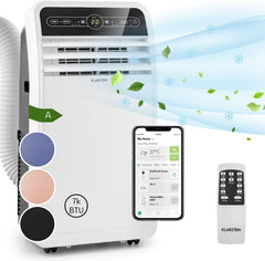 Klarstein Mobile Klimaanlage mit Abluftschlauch, 4-in-1 Klimagerät mit Ventilator, Luftentfeuchter & Nachtmodus, Kleine & Portable Klimaanlage für Wohnung & Büro, App-Steuerung, 12000 BTU