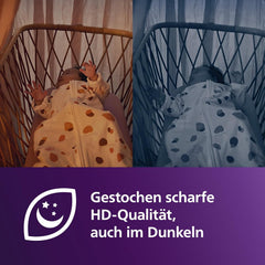 PHILIPS Avent Connected Videophone mit WLAN, hochwertiger HD-Kamera, Infrarot-Nachtsichtfunktion, Schrei-Erkennung, Gegensprechfunktion, 12 Stunden Bildschirmlaufzeit im Eco-Modus, Modell SCD951/26