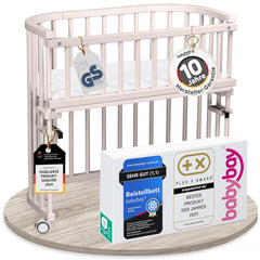 babybay Original Beistellbett aus massivem Buchenholz / kompakt & verwandelbar / Kinderbett Höhe stufenlos verstellbar & umweltfreundlich / mitwachsendes Babybett (weiß lackiert) / inkl. Matratze