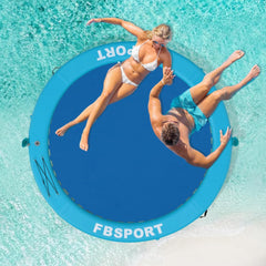 Aufblasbares Dock, schwimmende Plattform, 2,44 m aufblasbares Wasserhängematten-Schwimmdeck für See mit Getränkehalter, runder Schwimmring, Schwimmfloß, Liegeinsel, Plattformpolster