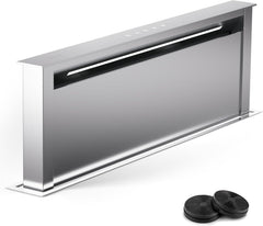 Klarstein Downdraft-Dunstabzugshaube, Versenkbare Abzugshaube, Leise Dunstabzugshauben mit Filter, Dunstabzugshaube 60cm, Umluft/Abluft Dunsthaube mit 10 Stufen, Dunstabzug 576 m³/h Luftstrom