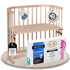 babybay Original Beistellbett aus massivem Buchenholz / kompakt & verwandelbar / Kinderbett Höhe stufenlos verstellbar & umweltfreundlich / mitwachsendes Babybett (weiß lackiert) / inkl. Matratze