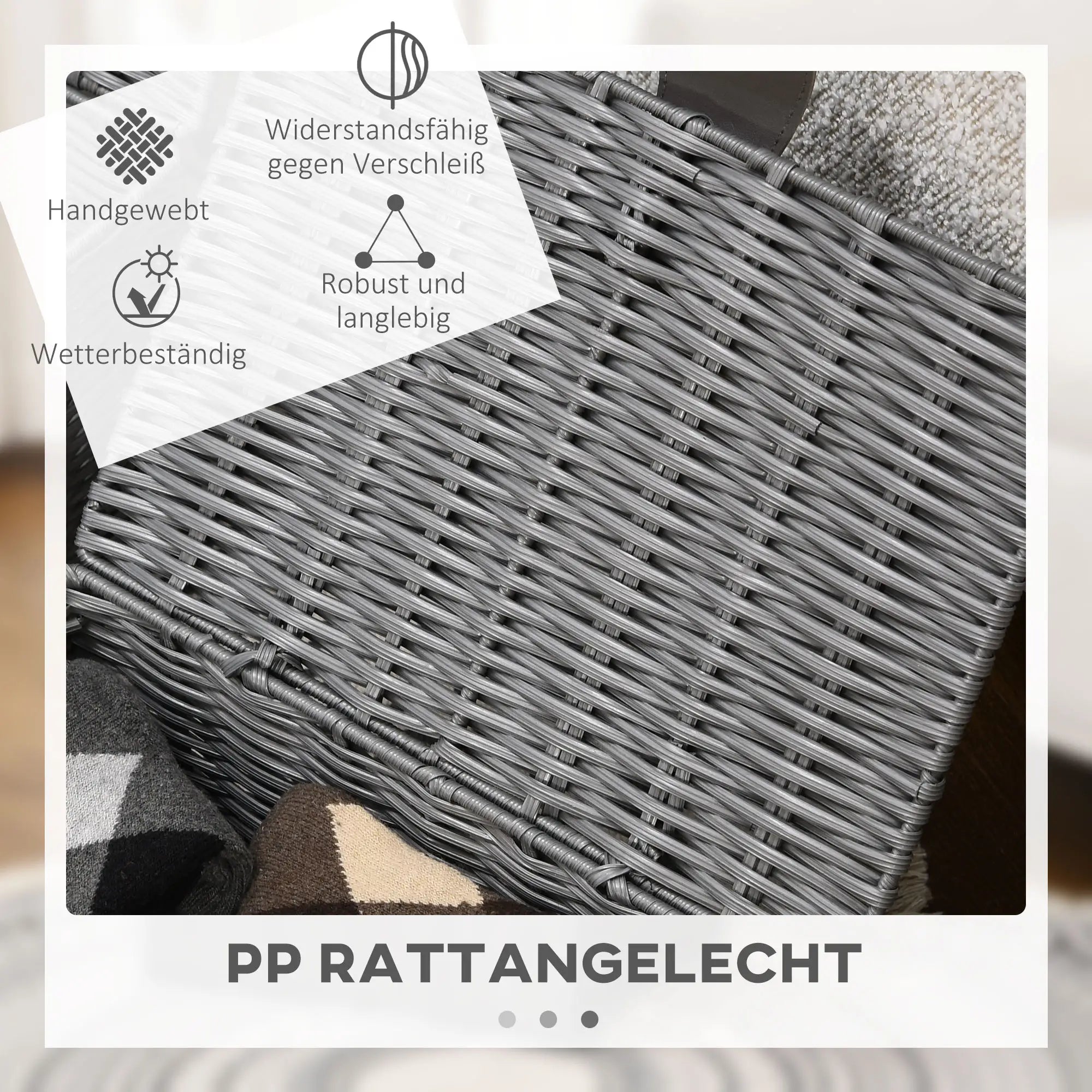 HOMCOM Aufbewahrungskorb 3er-Set handgeflochten mit Deckel