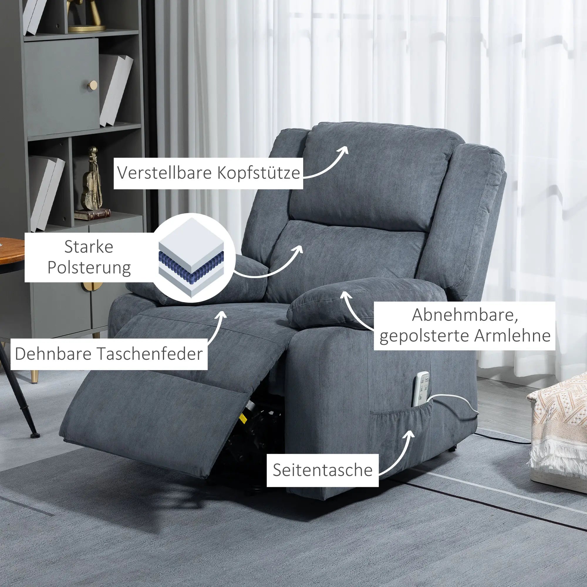 HOMCOM Aufstehsessel Fernsehsessel elektrisch mit Aufstehhilfe