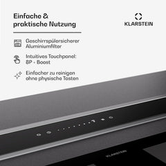 Klarstein Downdraft-Dunstabzugshaube, Versenkbare Abzugshaube, Leise Dunstabzugshauben mit Filter, Dunstabzugshaube 60cm, Umluft/Abluft Dunsthaube mit 10 Stufen, Dunstabzug 576 m³/h Luftstrom