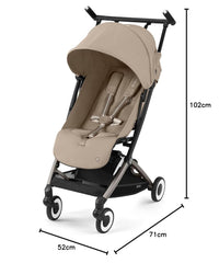CYBEX Gold Kinderwagen Libelle mit One-Pull Harness, Von ca. 6 Monaten bis ca. 4 Jahre (max. 22 kg), Ultraleicht (nur 6 kg), Almond Beige (Beige mit taupefarbenem Rahmen)
