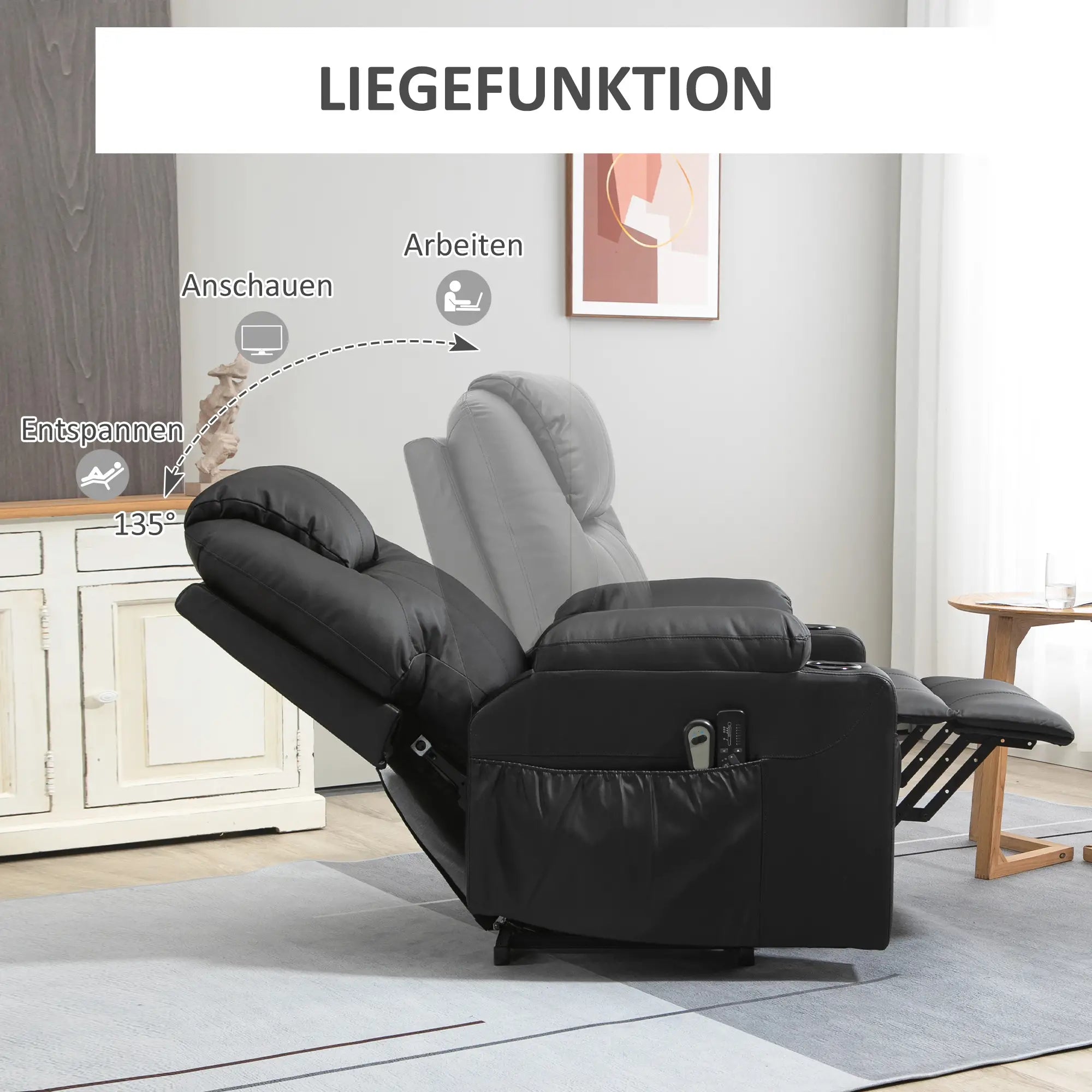 HOMCOM Aufstehsessel elektrisch Massage Liegefunktion