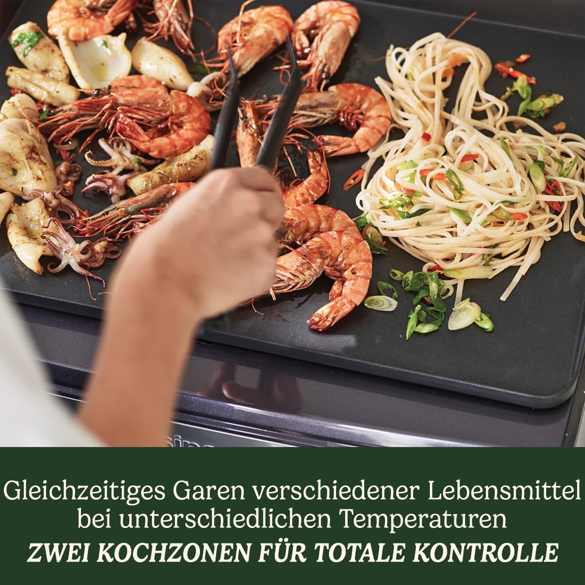 Cuisinart Hot Plate Entertaining Grill & Griddle | XL Elektrischer Plancha Grill, Teppanyaki Grillplatte für zu Hause | Antihaftbeschichtete abnehmbare Platte, 2-Zonen-Temperaturregelung bis zu 260°C
