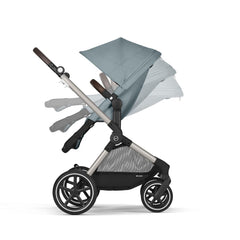 CYBEX Gold Kinderwagen EOS Lux 2-in-1 mit Babyschale Aton B2 i-Size und Babyschalen-Adapter, Reisesystem, Ab Geburt bis 22 kg (ca. 4 Jahre), Moon Black (Schwarz)