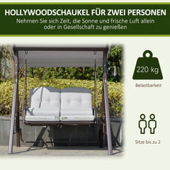 Outsunny Hollywoodschaukel 3-Sitzer mit Sonnendach und Ablagen