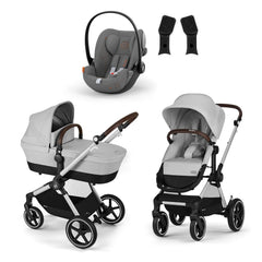 CYBEX Gold Kinderwagen EOS Lux 2-in-1 mit Babyschale Aton B2 i-Size und Babyschalen-Adapter, Reisesystem, Ab Geburt bis 22 kg (ca. 4 Jahre), Moon Black (Schwarz)