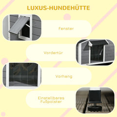 PawHut Hundehütte Outdoor aufklappbares Dach wetterfest Massivholz