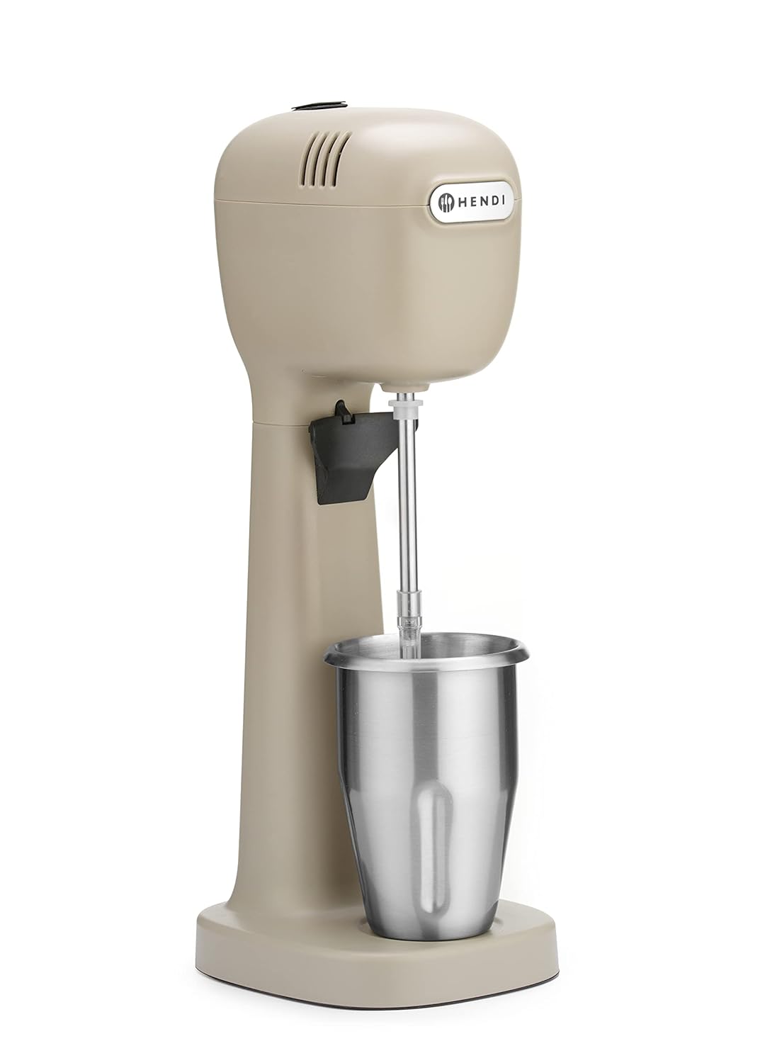 HENDI Milchshake Maker, Inkl. 2 Mixbechers (Edelstahl und Polykarbonat) und 4 austauschbaren Rührwerken, Drink mixer, Frappés, Getränkemixer, 230V/400W, 170x196x(H)490mm, Karamell