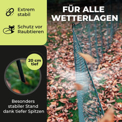 SELFmania Hühnerzaun 25m lang | ENGMASCHIG STABIL UV-SCHUTZ 120 cm hoch | Freilaufgehege Hühner mit 21 Befestigungsstäben + 25 U-Heringe | Hundezaun | Kleintiere | Geflügelzaun | Hühner Zubehör