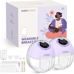 Nuliie Milchpumpe Elektrisch tragbare S32, Elektrische milchpumpe freihändig 4 Modi 9 Stufen mit 18/21/24 mm komfortabler Flansch, Privat, mit Ersatzzubehör im Lieferumfang (2Packs, Weiß)