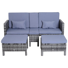 Outsunny Polyrattan Gartensofa Set 3-tlg 2-in-1 Rückenlehne Outdoor